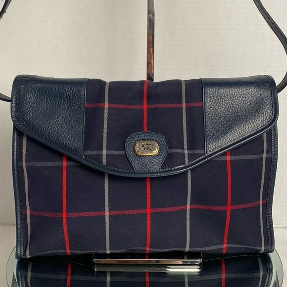 Burberry Navy Red Check Shoulder Bag - Picture 3 of 15